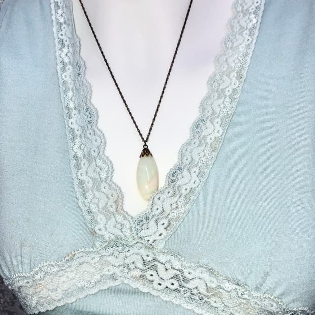 white gemstone necklace
