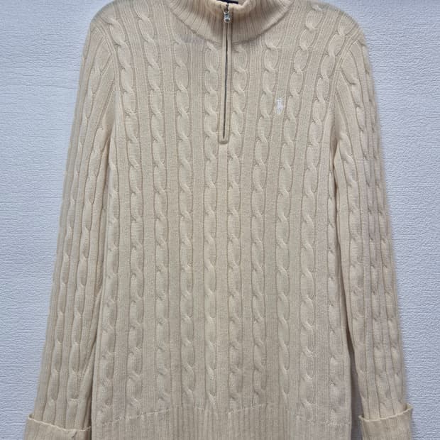 폴로 케이블 꽈배기 반집업 니트 / 55(정품)