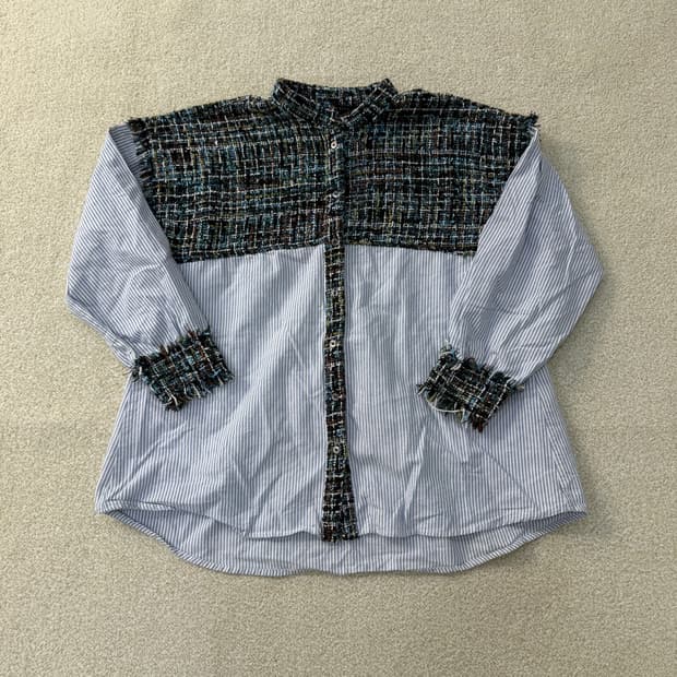 [S] 자라 베이직 여성 트위드 패널 셔츠 0107T1