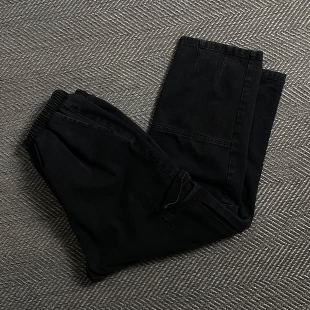 빈티지 루즈핏 데님 카고 팬츠 블랙o 4374