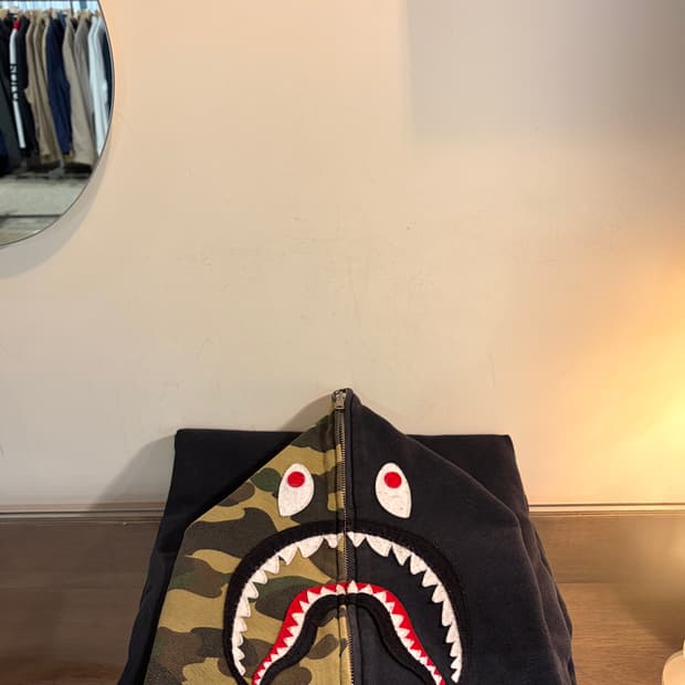 베이프 카모 샤크 풀 집업 후드