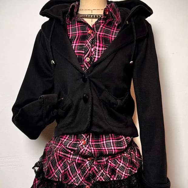 리본 포켓 후드 블레이저