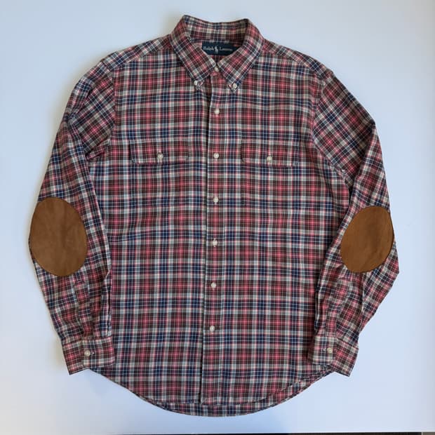 Polo  폴로 랄프로렌 그런지 타탄 채크 투포켓 스웨이드 옐보우 셔츠 