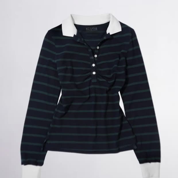 스컬프터 셔링테니스셔츠 네이비그린