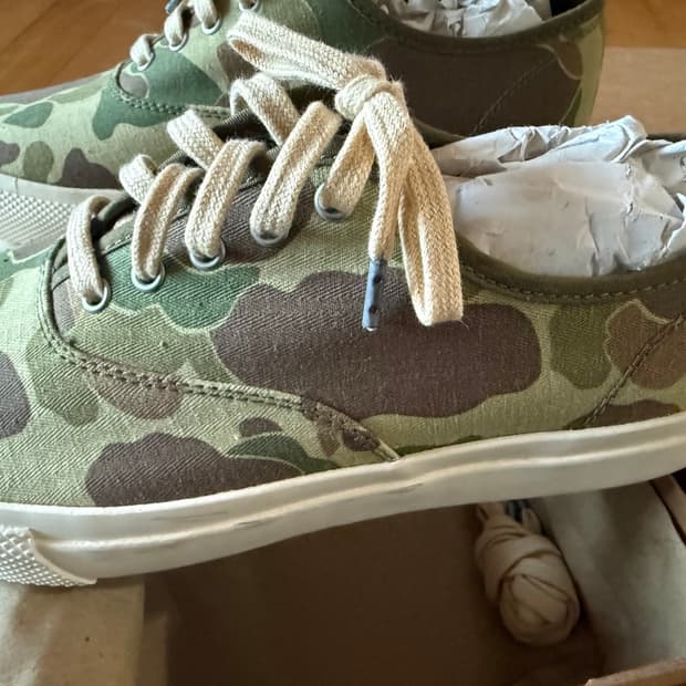 RRL New Norfolk 카모 코튼 헤링본 트윌 벌커나이즈드 스니커즈