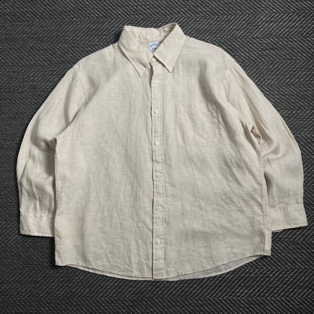 브룩스 브라더스 베이지 미니멀 린넨 셔츠o 4036