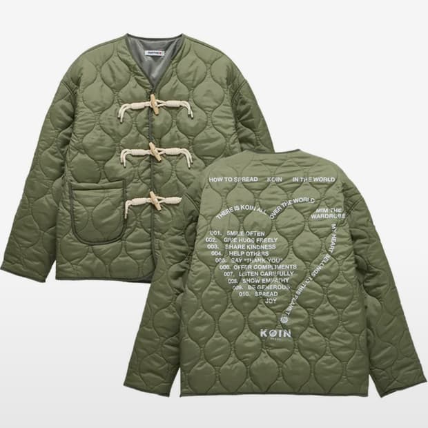 밈더워드로브 x koin seoul 러브레터 퀄팅 자켓_카키