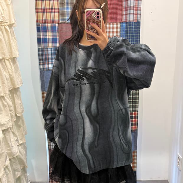 푸부 패턴 후리스 맨투맨