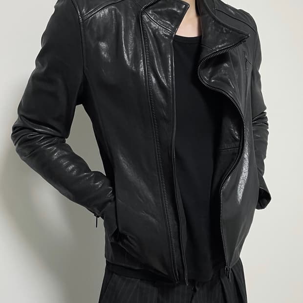 206HOMME high-neck sheep skin leather