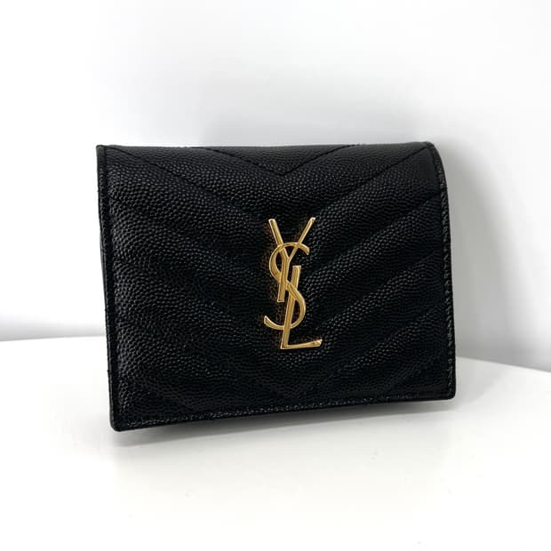 [감정완료] 생로랑 마틀라세 여성 반지갑 카드지갑 블랙 (668290)