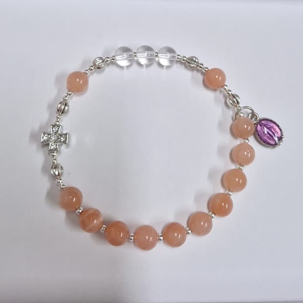 ✨ 천연 원석 묵주 팔찌 (썬스톤 & 백수정)