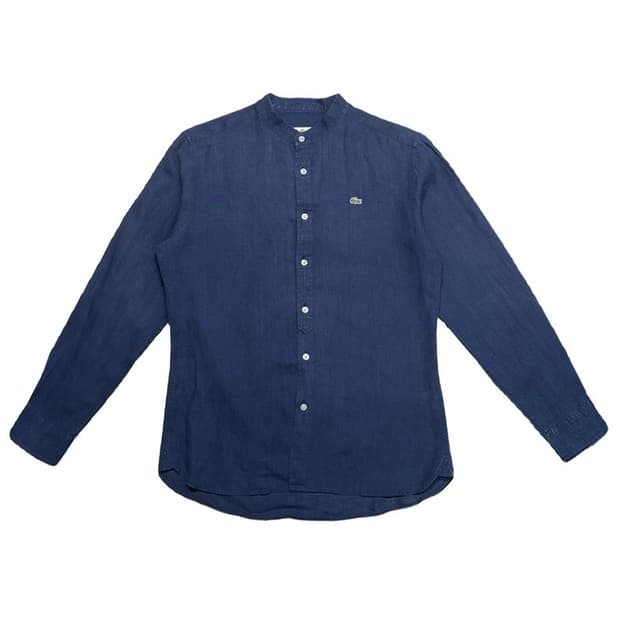 LACOSTE 헨리넥 린넨 셔츠 네이비 40