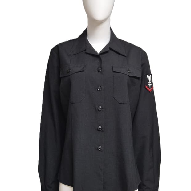 미해군 의무 이병 여군용 정복 전투복 긴팔 카라티 셔츠 남방 (XL)