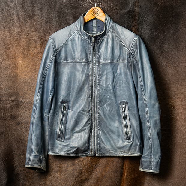 [M] 마시모두띠 워시드 쉽스킨 레더 카페레이서 자켓  