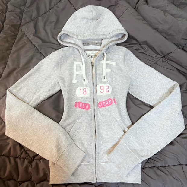 초희귀 대대장 아베크롬비 딱붙핏 후드집업 s 멜란지 그레이