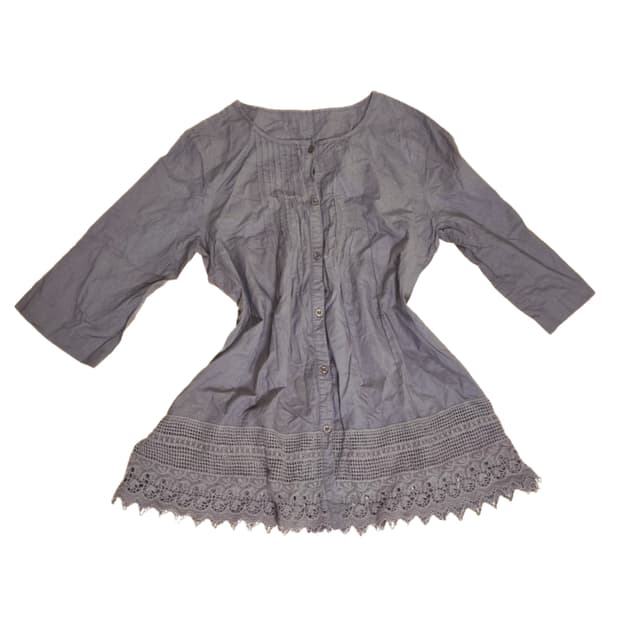 빈티지 레이스 크로쉐 핀턱 브라운 블라우스 모리걸하구미히피오리엔탈페어리