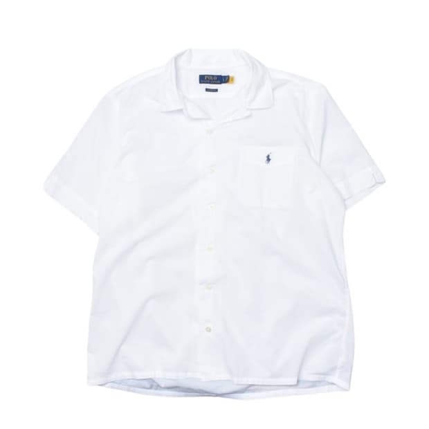폴로 랄프로렌 큐알 오픈카라 화이트 반팔 셔츠 L M0006