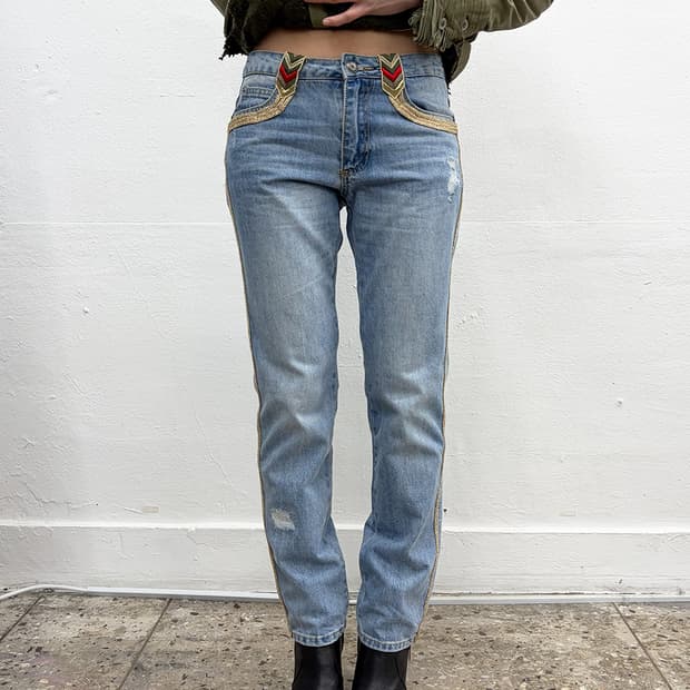 에르마노 설비노 글리터 포인트 데님 팬츠