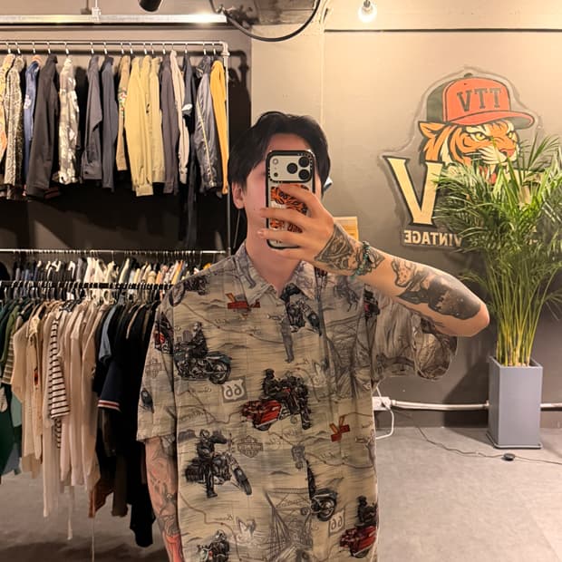 HALEY DAVIDSON 할리데이비슨 빈티지 하와이안 반팔 셔츠