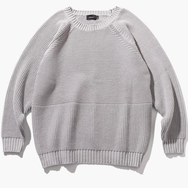 매스노운 하프 인시전 오버사이즈 니트 MFTNT002-GY M