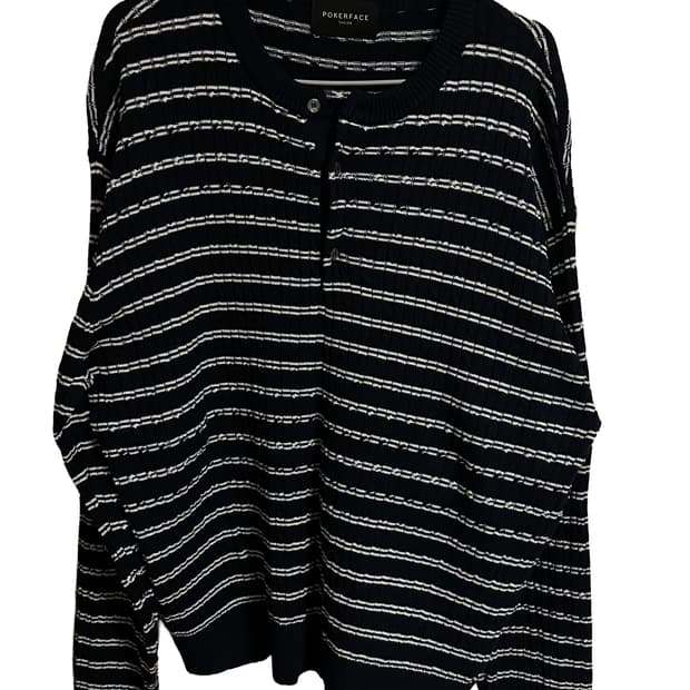 [포커페이스 케이블 스트라이프 헨리넥 니트] 50 size