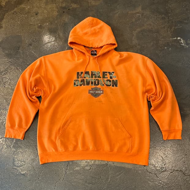 할리 데이비슨 디스트레스드 후드티 2XL