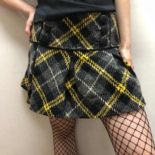 빈티지 티니위니 체크 플리츠 스커트