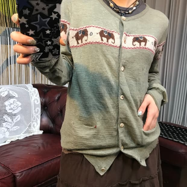 써스데이아일랜드 에스닉 니트 가디건