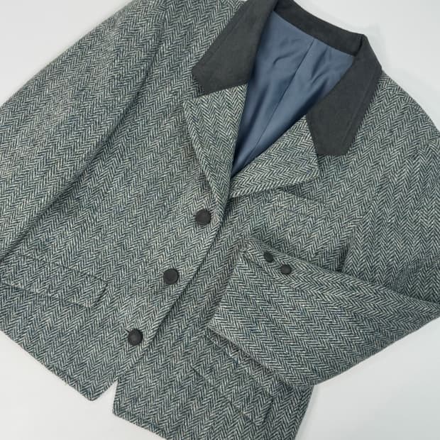 해리스 트위드 여성 트위드 자켓