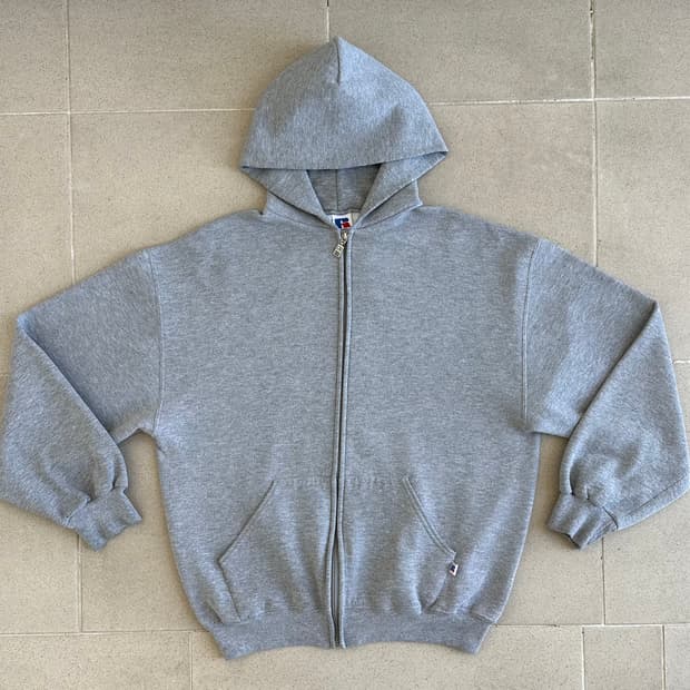 90s 빈티지 러셀 후드집업 그레이 L
