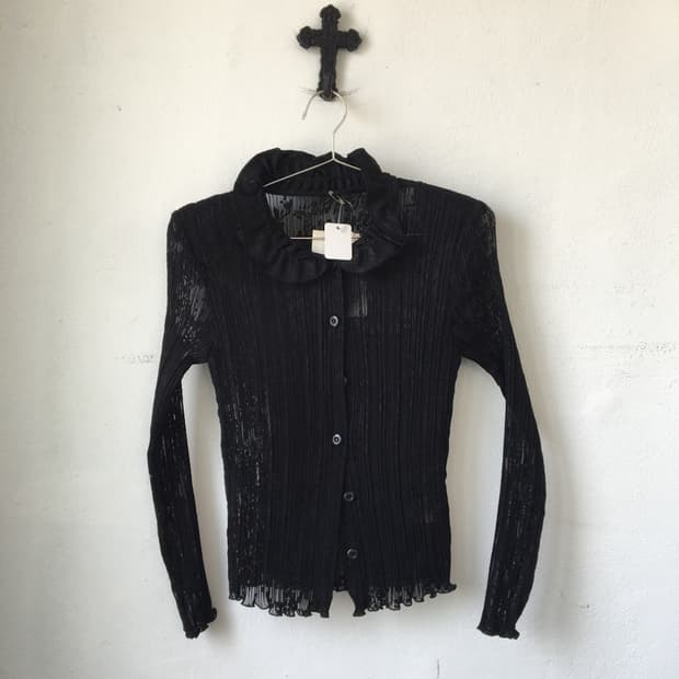 Flower pattern pleats cardigan