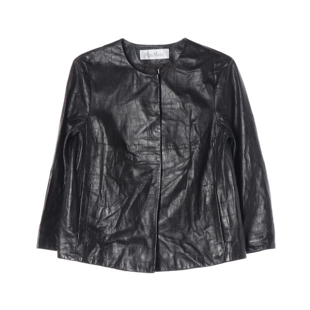 (새상품)[XS]막스마라 송아지가죽 노카라 레더 가죽 자켓 셋업 재킷
