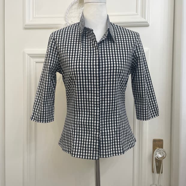 black gingham check basic shirt(size-M)