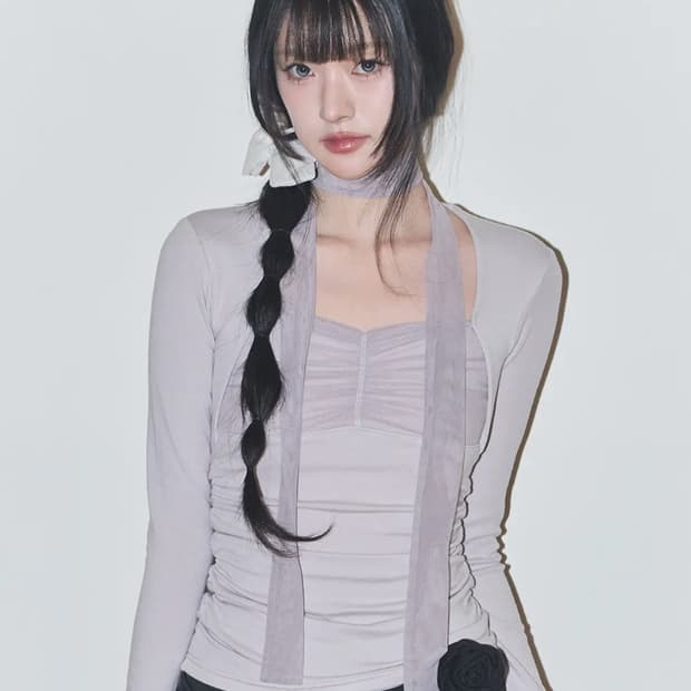 일리고 볼레로 탑 핑크그레이 