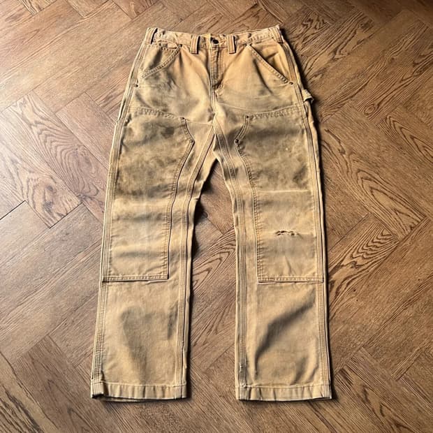 [30]칼하트 USA 더티워싱 브라운 더블니 워크 팬츠