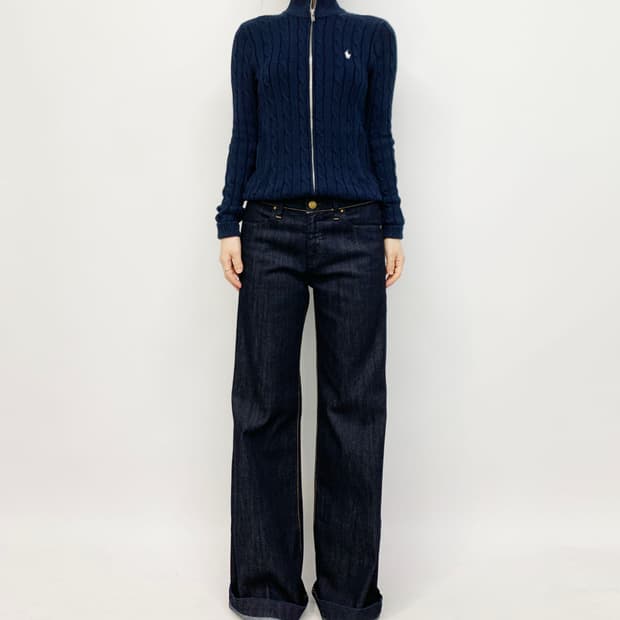 폴로 랄프 로렌 꽈배기 니트 집업