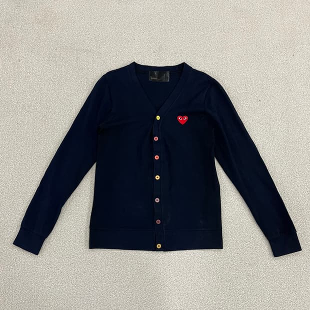실측확인 빈티지 하트로고 네이비 가디건 0126M