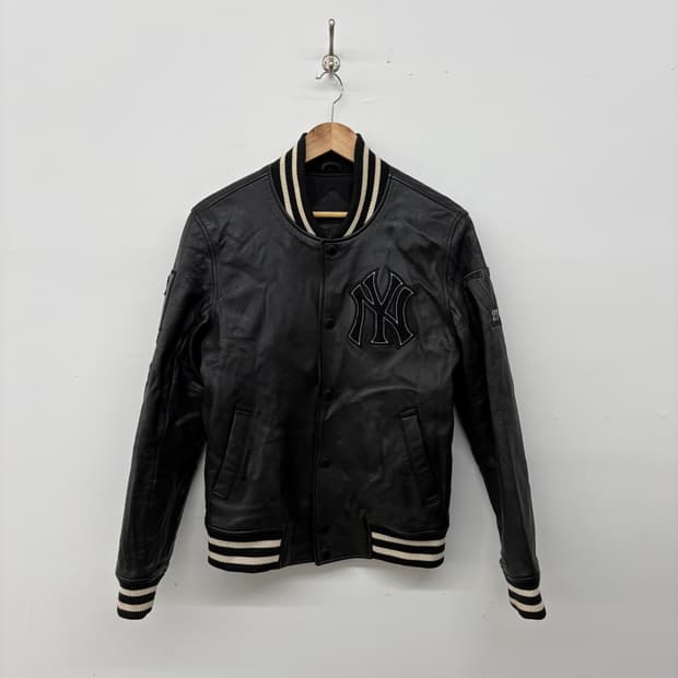MLB NY 양키즈 블랙 가죽 야구 점퍼 여/M