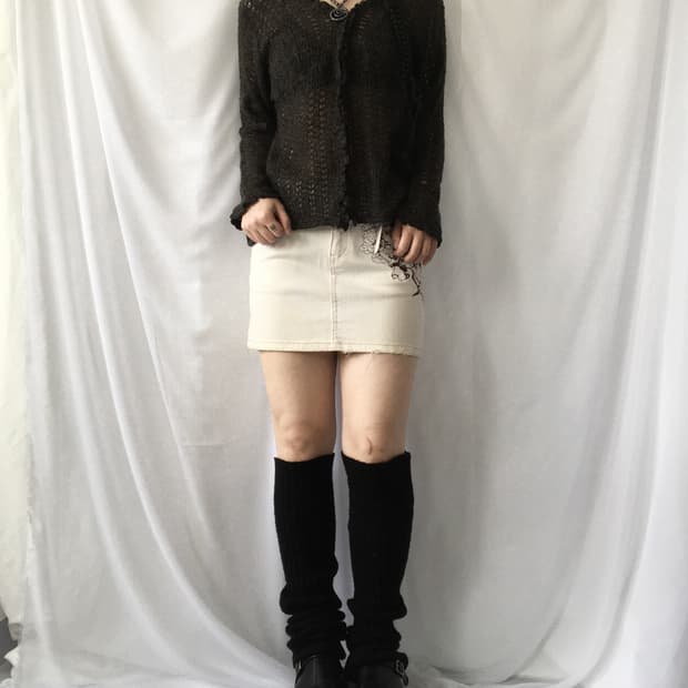 Rosa cheri woolen net knit cardigan