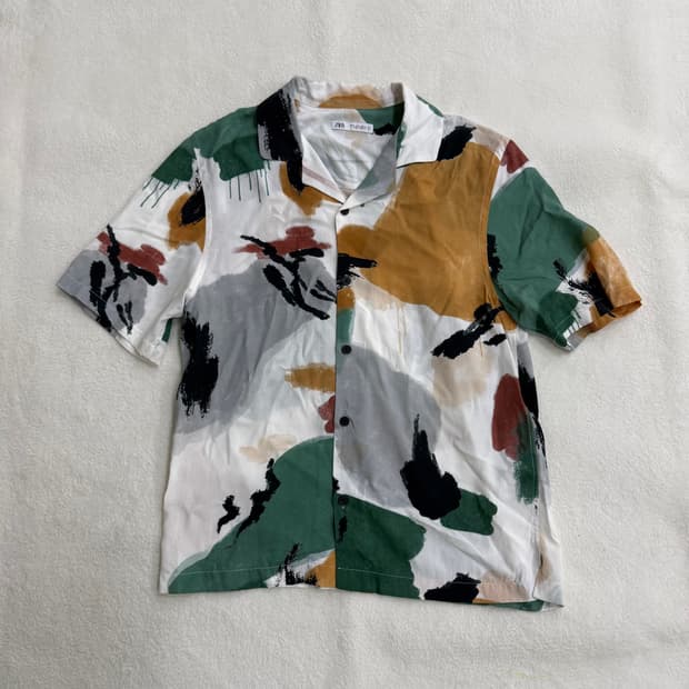 M 자라 추상 패턴 반팔 셔츠 0311T