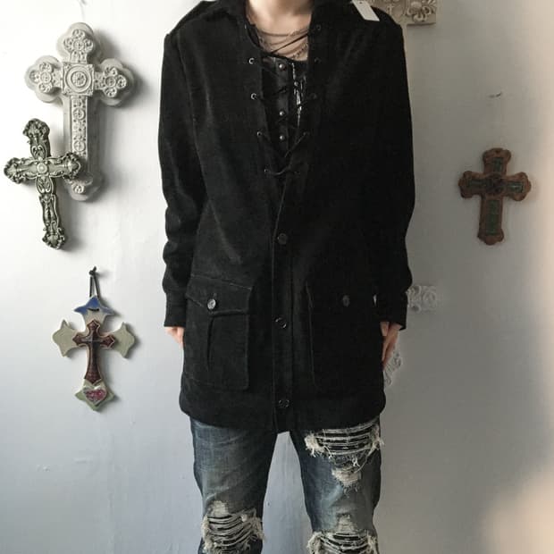 Lace up point suede jacket