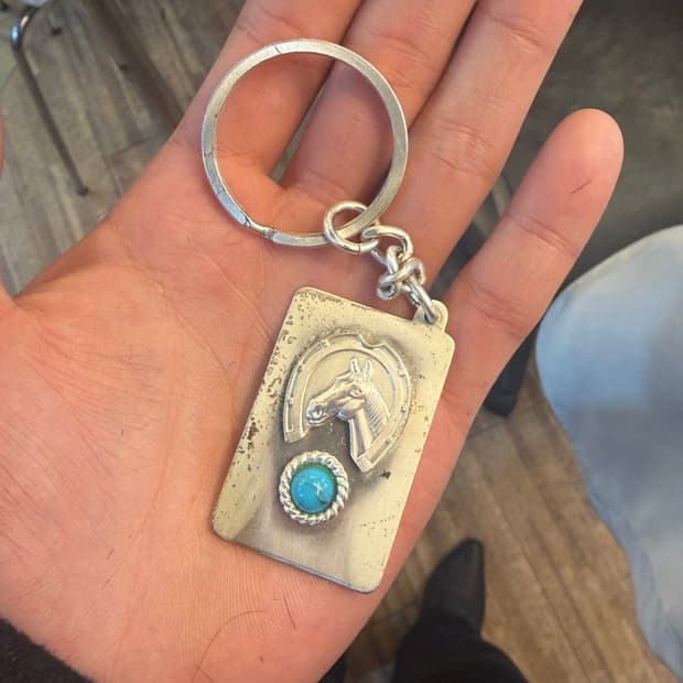 빈티지 실버 말굽 터키석 키링