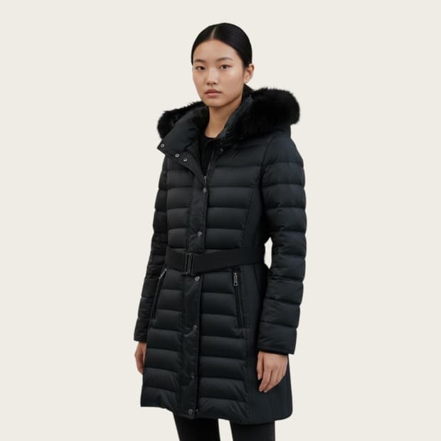 UK2/ 버버리 아비데일 벨티드 퍼 롱패딩 점퍼