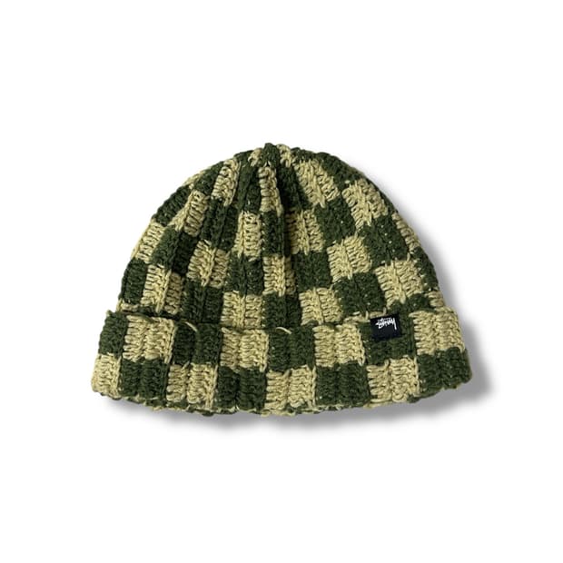[스투시]stussy crochet checker beanie olive