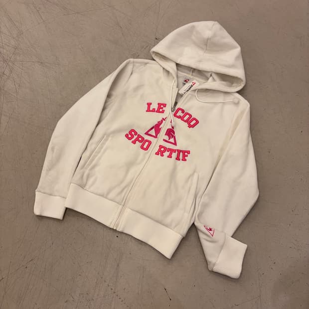르꼬끄 화이트 빅로고 플리스 후드집업