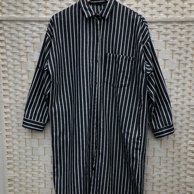 스트라이프 롱 셔츠