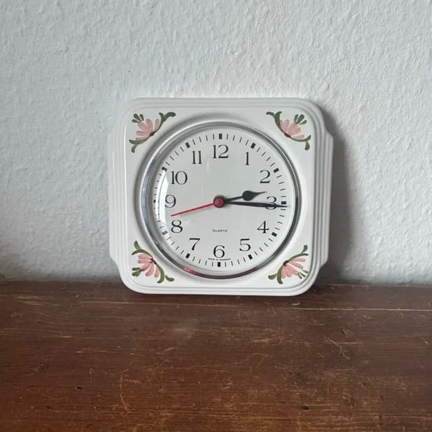 독일)빈티지 플라워 도자기 벽시계