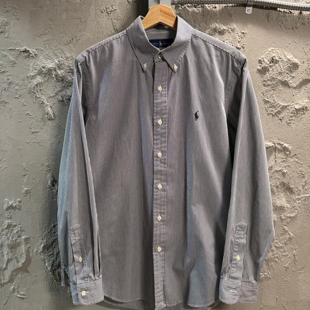 M 폴로 랄프로렌 POLO 클래식핏 스트라이프 셔츠 블랙