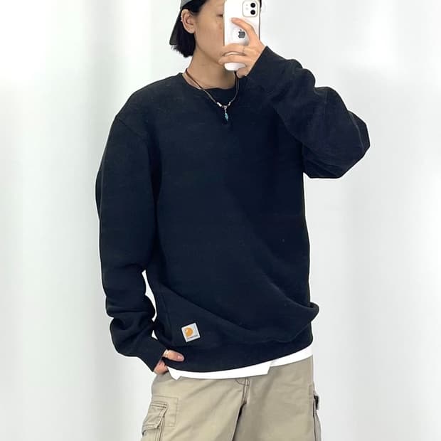  [L]CARHARTT 블랙 맨투맨 