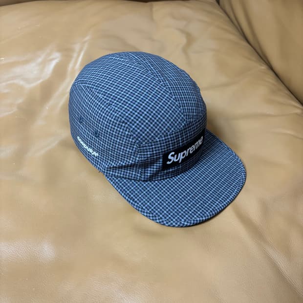 슈프림 캠프캡 모자 박스로고 25ss 코듀라 플레이드 블랙